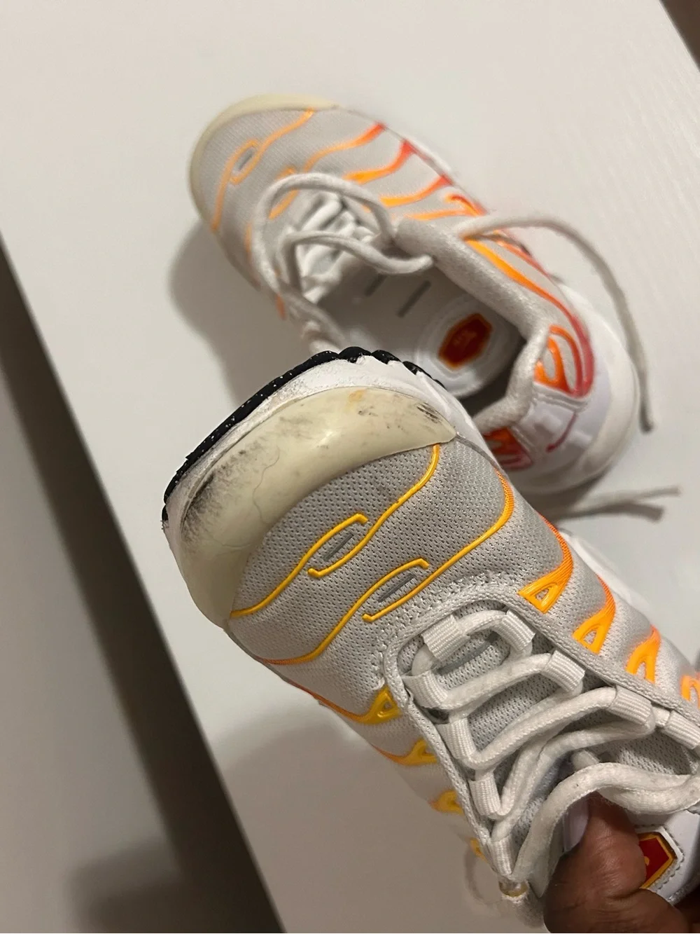 Nike Kids White Sneakers with Orange Trim